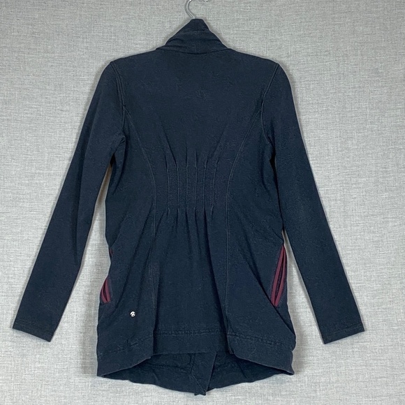 Lululemon Wrap Jacket Navy Sz 6 Side Pockets Cotton Blend Cross Front - Picture 4 of 12